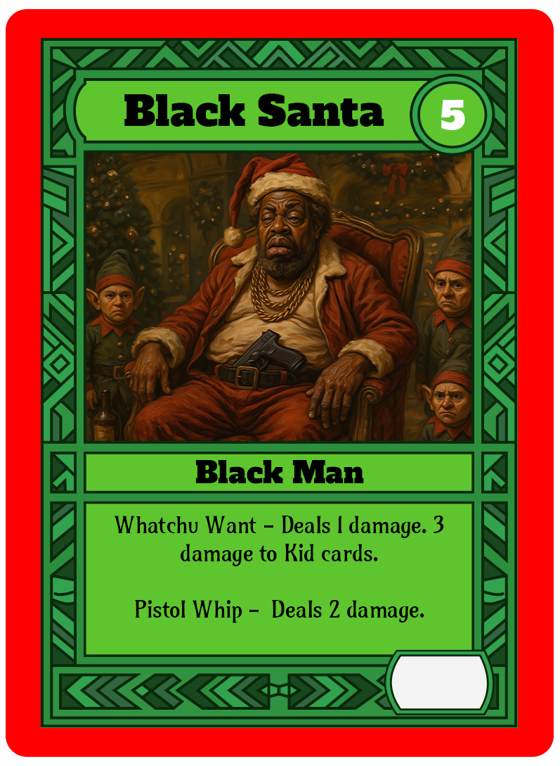 Black Santa card art